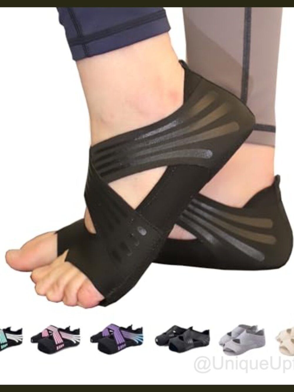 ABIRAM Pilates Grip Socks Non-Slip Toeless Yoga Barre Socks